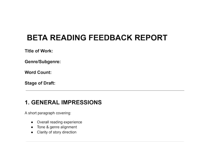 beta read your fantasy or scifi novel with detailed feedback